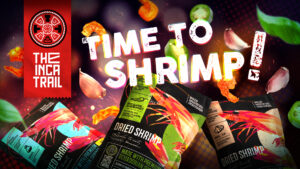 time to shrimp inca trail snack slogan